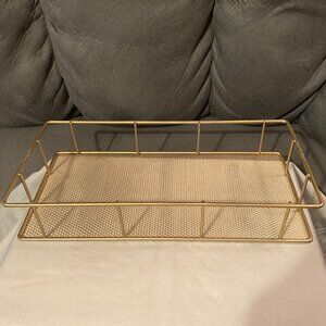 VTG HOLLYWOOD REGENCY 12" RECTANGULAR TRAY-Gold Mesh-Vanity-Jewelry-Dresser-EUC